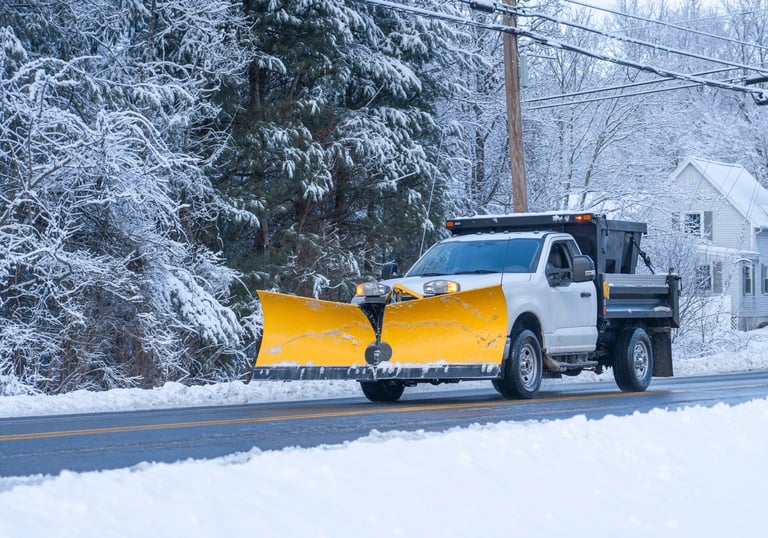 Snow plow truck ready for service