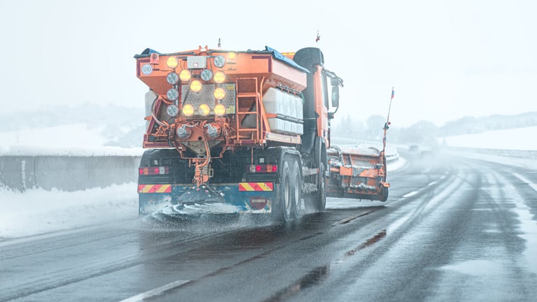 Salt spreader on highway